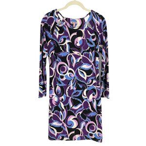 Juicy Couture Purple Black Abstract Long sleeve Viscose Mini  Dress size S
